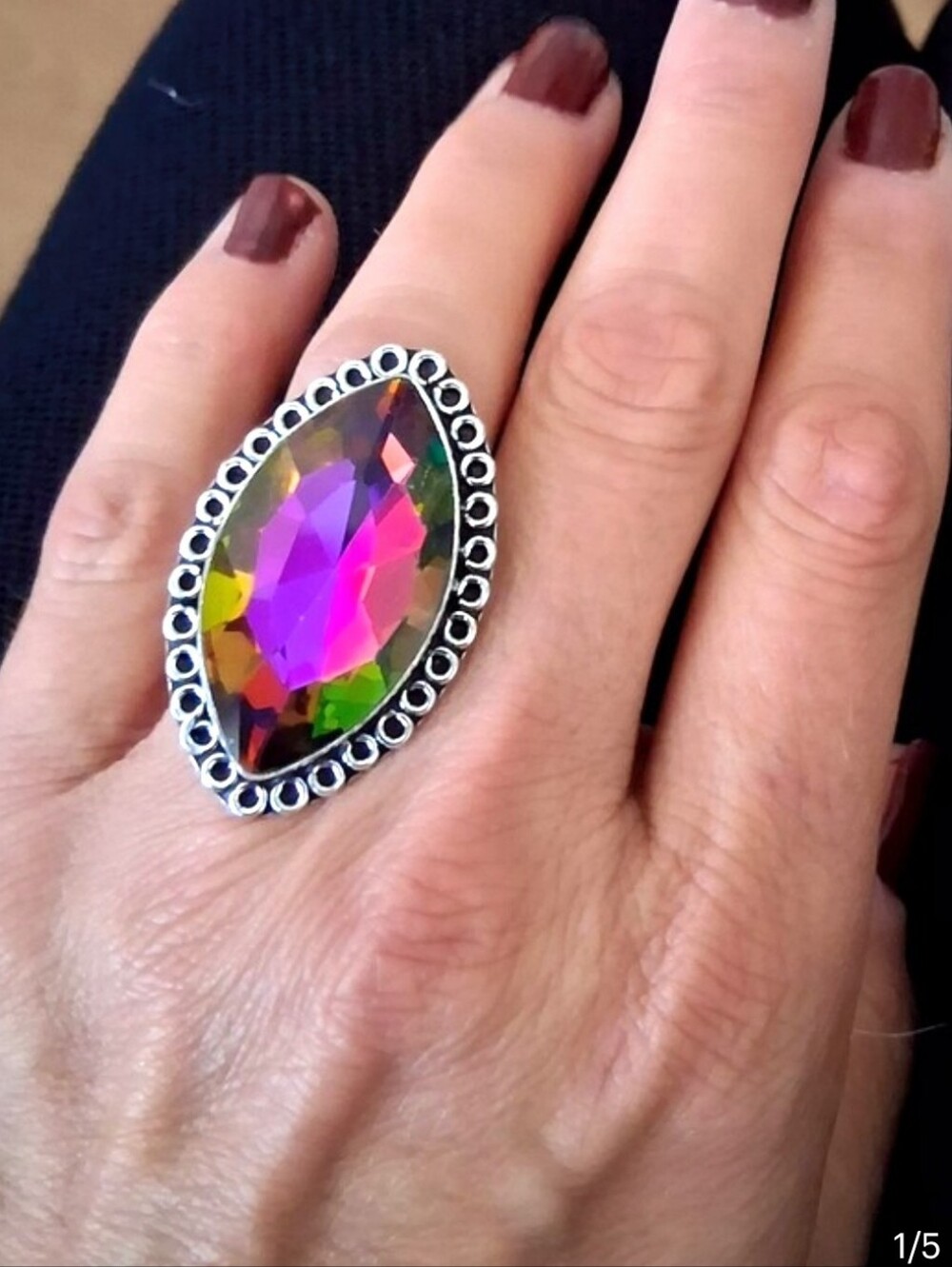 🌈 Mystic Topaz Gemstone Sterling Silver Ring